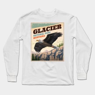 Glacier National Park Bold Eagle Vintage Look Long Sleeve T-Shirt